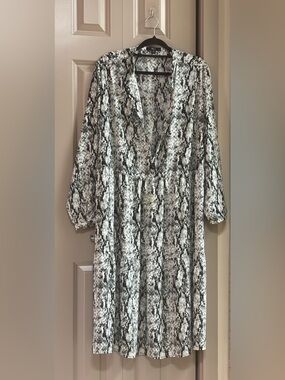 ellos Snake-Print Midi Dress — Black & White